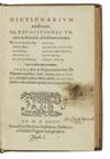 MEDICINE/SCIENCE  ESTIENNE, HENRI. Dictionarium medicum.  1564